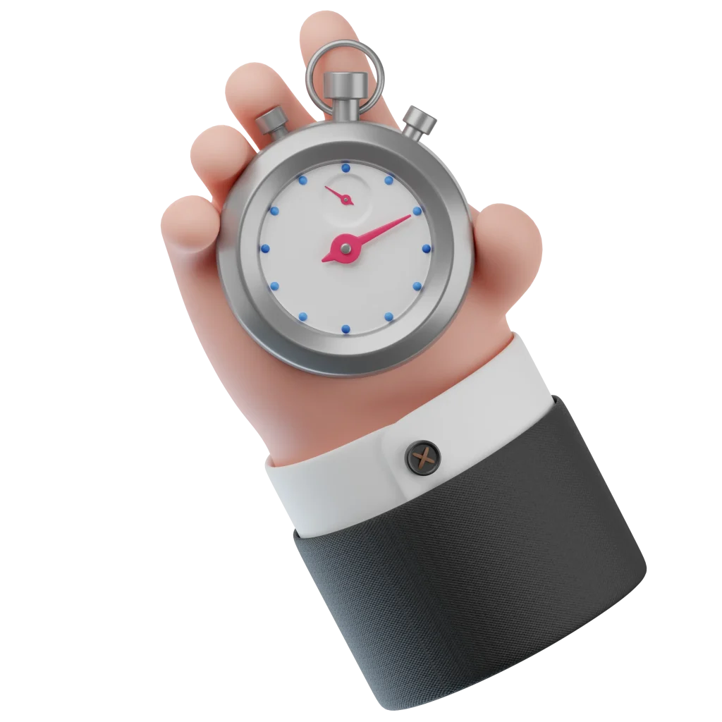 A hand holding a timer.