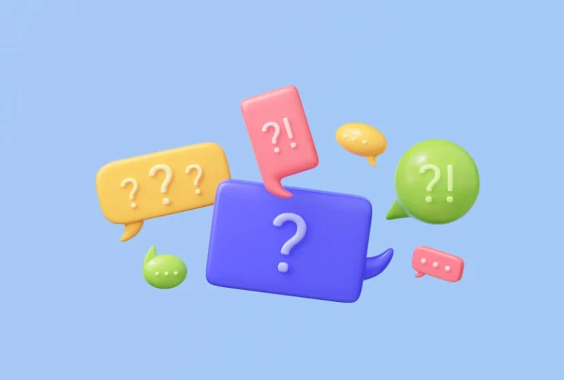 Question marks in text bubbles