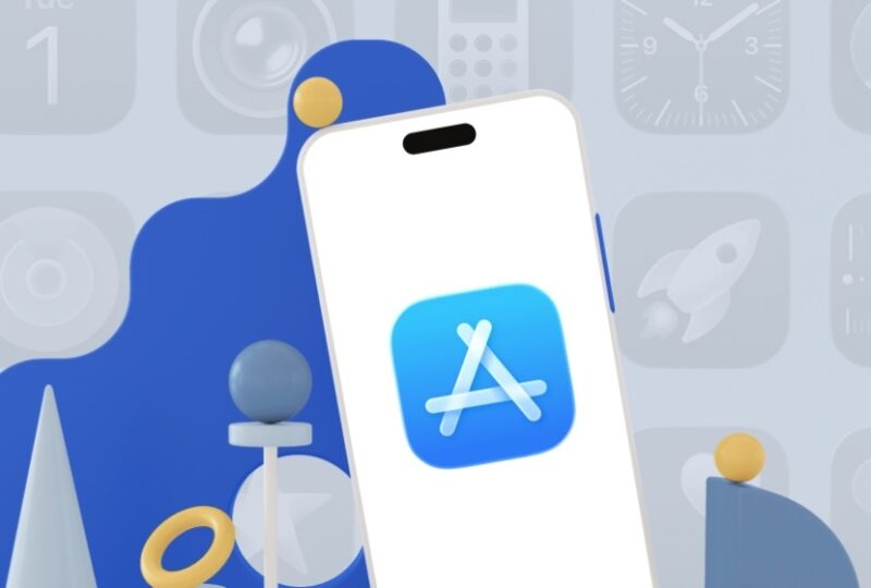 A 3D illustration of a smartphone displaying the App Store icon, representing modern and innovative iOS app development in Malaysia.