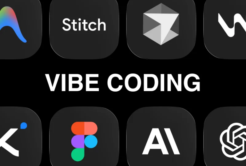 Illustration showing the icons of modern AI developer tools and platforms used for prompt-driven programming.