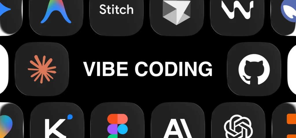 Concept image highlighting the rise of vibe coding and the ecosystem of AI tools enabling natural-language-driven software development.