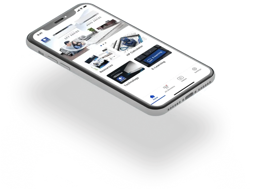 Enterprise mobile app example: Panasonic AC Promoter by Malaysian app developers, displaying AC service dashboard