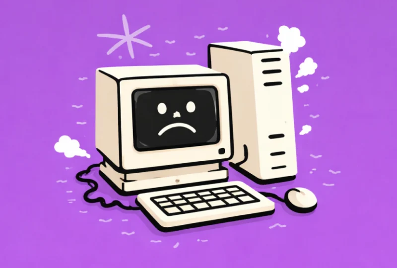 Illustration of an outdated legacy computer system, representing challenges in software development in Malaysia and the need to replace legacy systems.