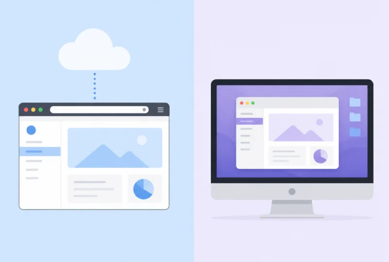 Web application and desktop software comparison for enterprise business solutions